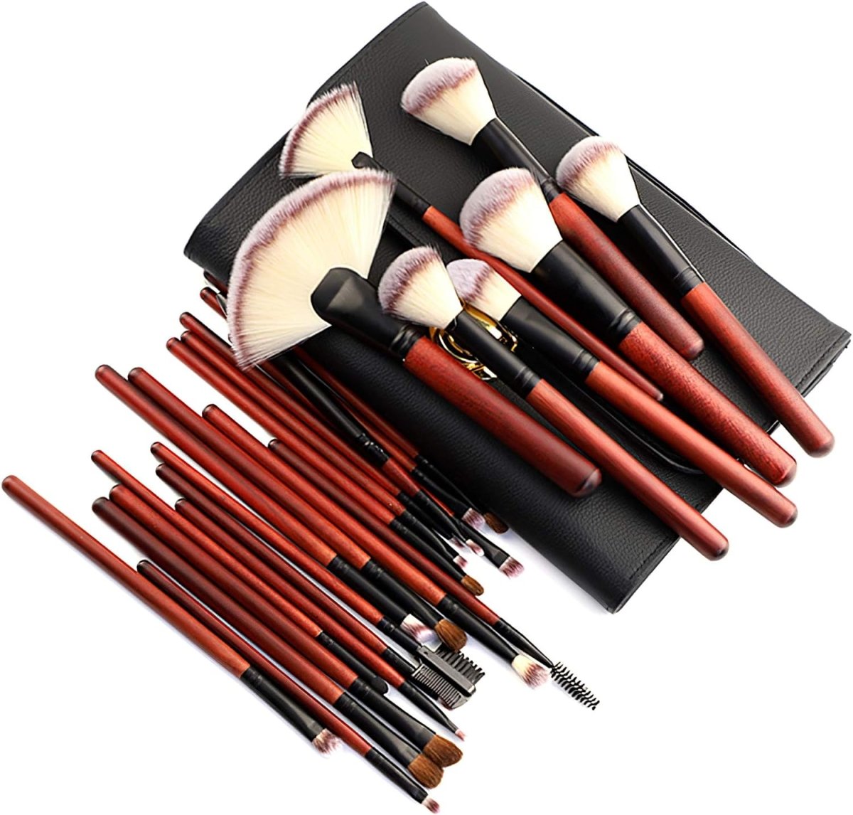 26pcs Professional Makeup Brush Set - Soft Real Animal Hair Bristles & Solid Wood Handles for Flawless Makeup Application - Perfect for Contouring, Blending, and Everyday Beauty Routine