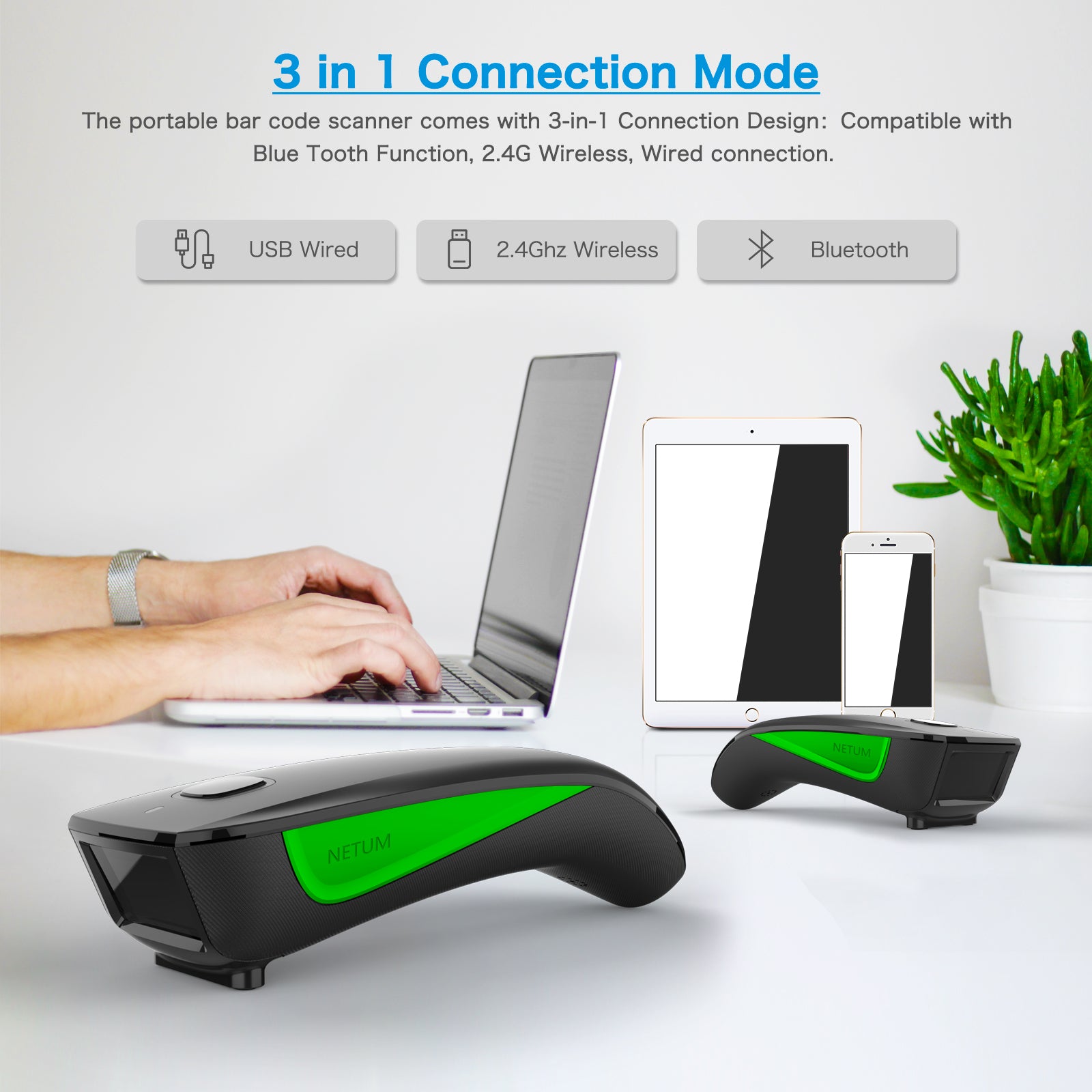 C740 1D Wireless Barcode Scanner - Fast & Accurate Handheld Scanner for Retail, Warehouse, and Inventory Management | USB & Bluetooth Connectivity