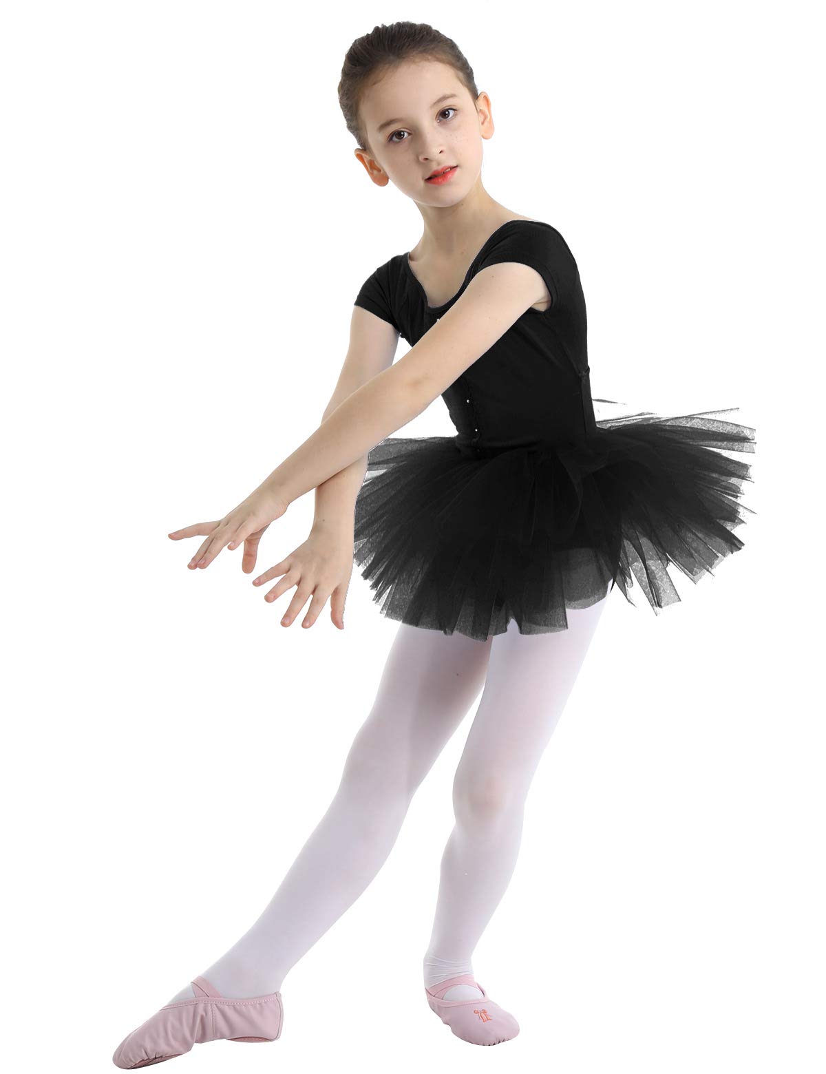 Agoky Girls Sleeveless Ballet Leotard with Tutu Skirt - Dance Costume for Kids Ballerina, Ballet Class, Recital & Performance (Pink, Size 4-6) | Perfect for Dance Practice, Competition & Photo Shoots