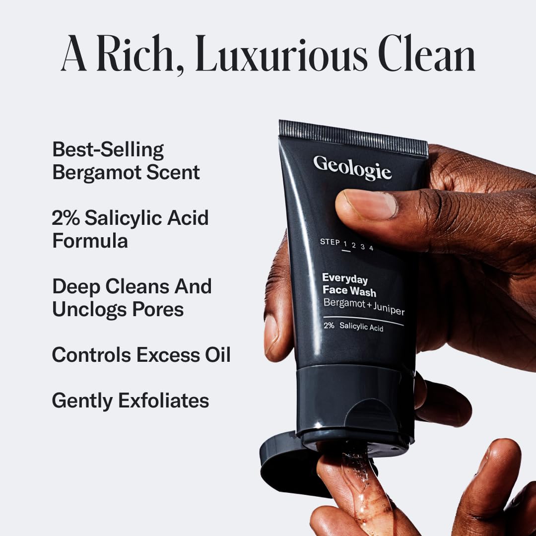 Geologie Complete Skincare Set for Men & Women - 3-Month Daily Routine for Clear Skin | Anti-Acne, Oil Control & Dark Spot Treatment | Includes Face Wash (2-Pack), Retinol Cream, SPF15 Moisturizer & Eye Cream | Perfect for Morning & Night Skincare Routine