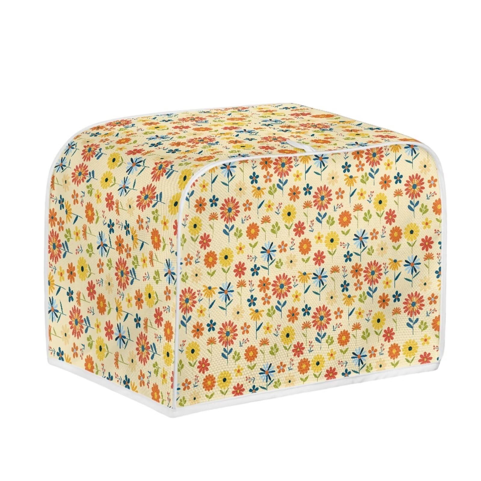 Hippy Flowers Print Toaster Cover - Dust Proof 2 Slice Toaster Cover for Women, Kitchen Accessories & Small Appliances - Perfect for Boho Style Kitchens, Breakfast Nooks & Small Appliance Protection