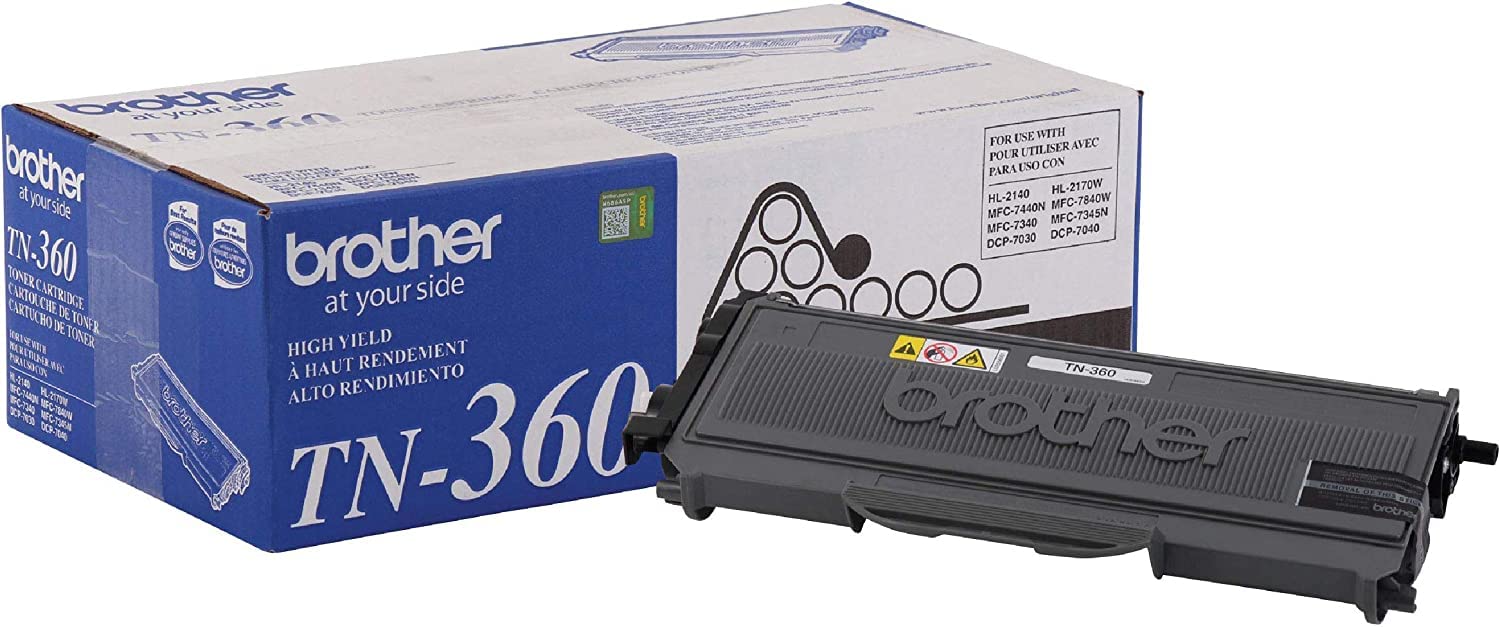Brother Genuine TN360 (TN-360) High Yield Black Toner Cartridge - 2,600 Page Yield | Compatible with Brother Printers | Perfect for Home & Office Printing Needs