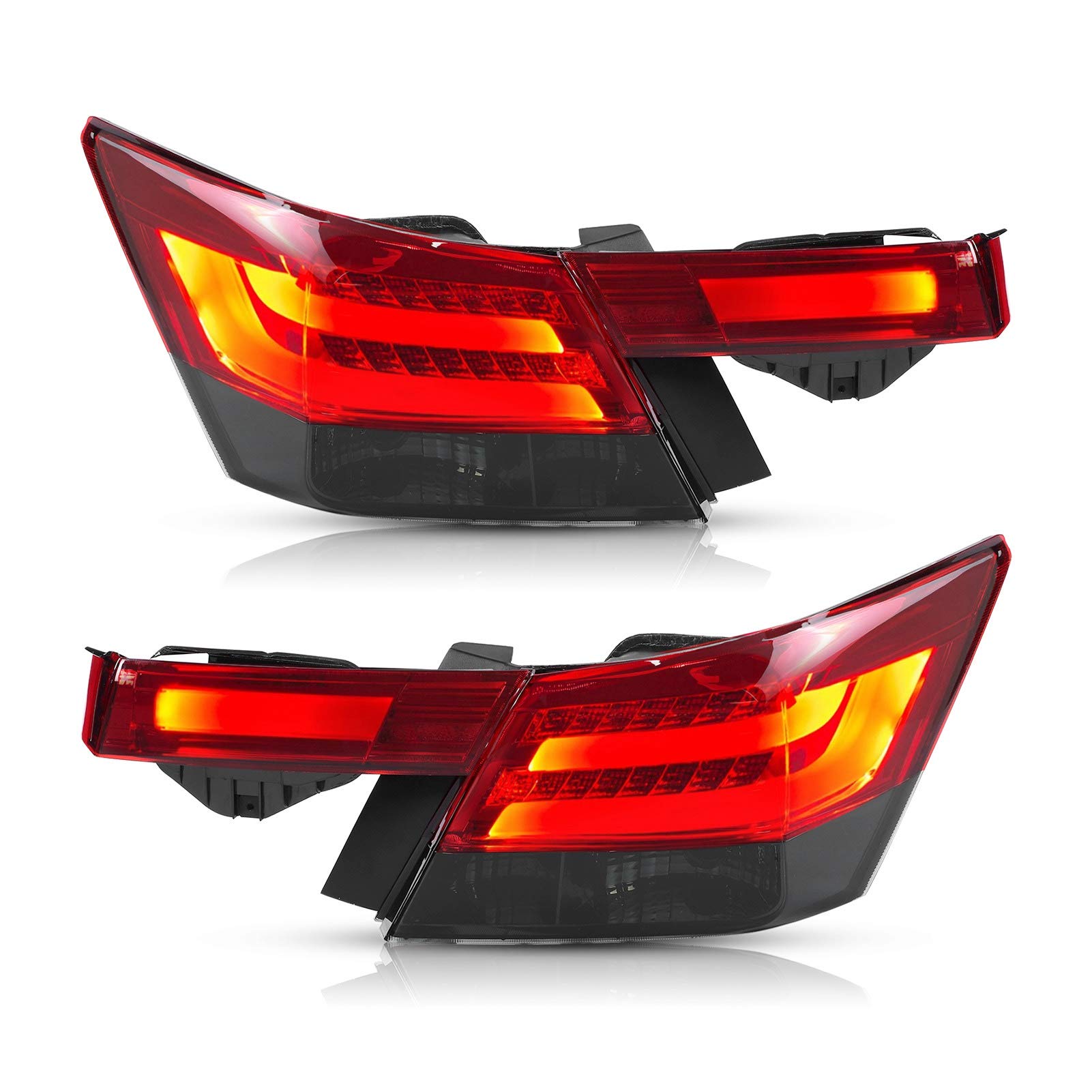 LED Tail Lights for 2008-2012 Honda Accord 4-Door Sedan - Red Smoked Lens, IP67 Waterproof, Direct Fit Replacement - Perfect for Night Driving & Car Customization