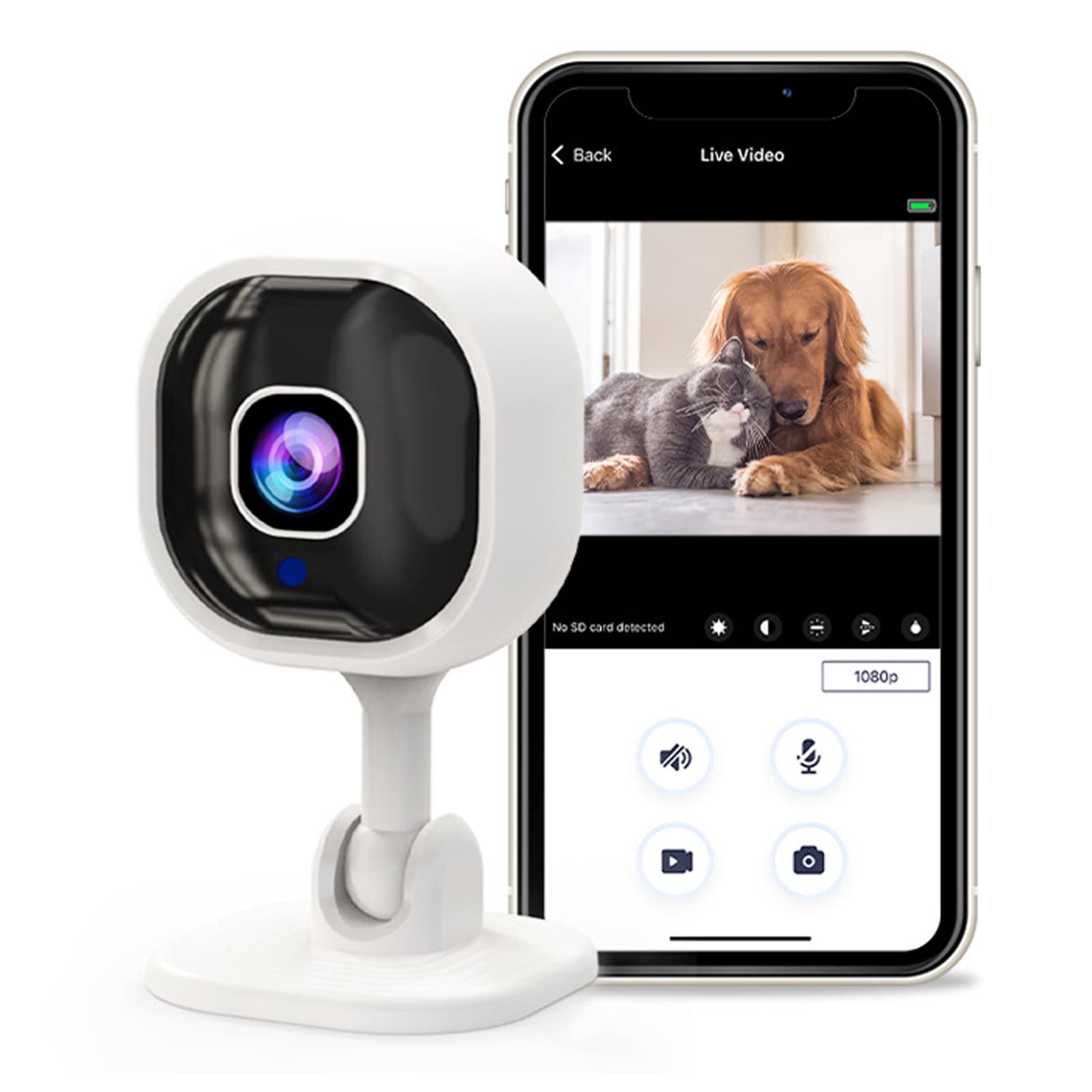 DIYdeg 1080P HD WiFi Smart Security Camera with 2-Way Audio & Night Vision - Indoor Home Security Camera for Baby/Pet Monitoring - Works with Phone App & Motion Detection - Perfect for Nursery, Living Room & Office Surveillance