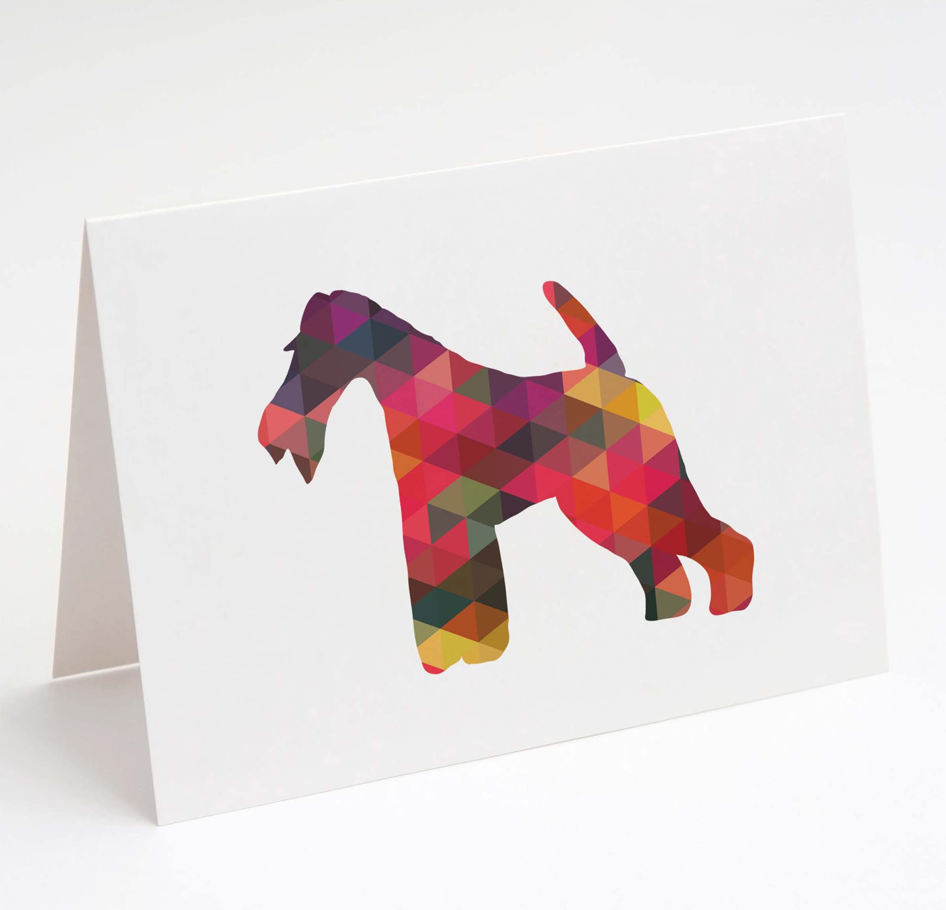 Wire Fox Terrier Greeting Cards - Geometric Multi-Colored Dog Breed Note Cards with Envelopes | Pack of 6 Blank A2 Size Cards | Perfect for Birthdays, Thank You Notes & Pet Lover Gifts