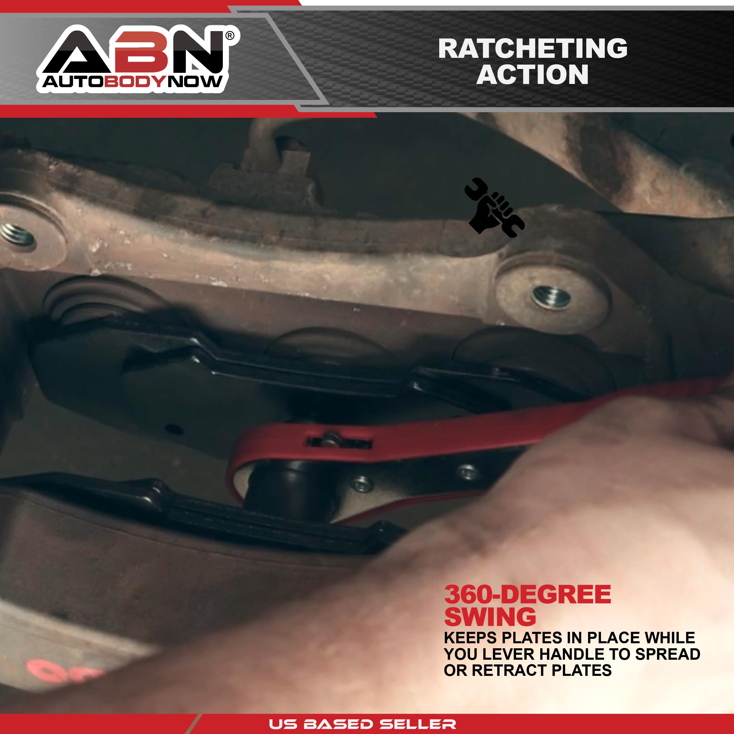 ABN 4-in-1 Ratcheting Caliper Piston Tool - Universal Disc Brake Caliper Compression & Spreader Tool for Car, Truck & Motorcycle Brake Service | Professional Automotive Repair Kit for Mechanics & DIY Enthusiasts
