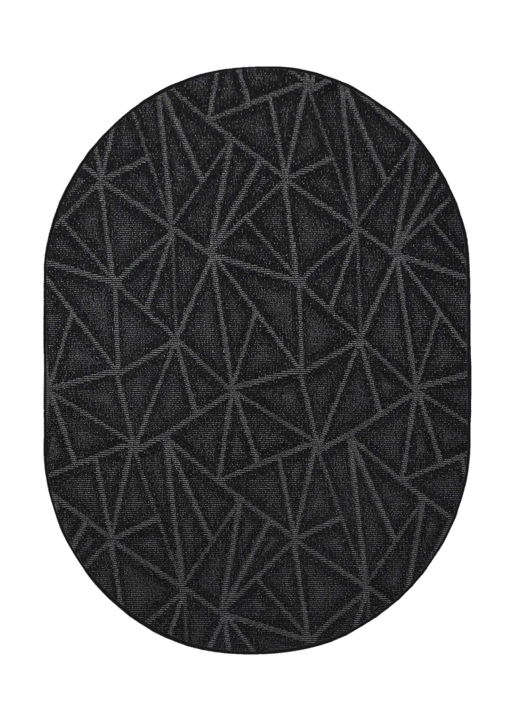 Custom Size 5' x 8' Oval Black Indoor/Outdoor Area Rugs - Soft Ambient Carpet for Living Room, Patio & Deck - Waterproof & Durable Floor Mat