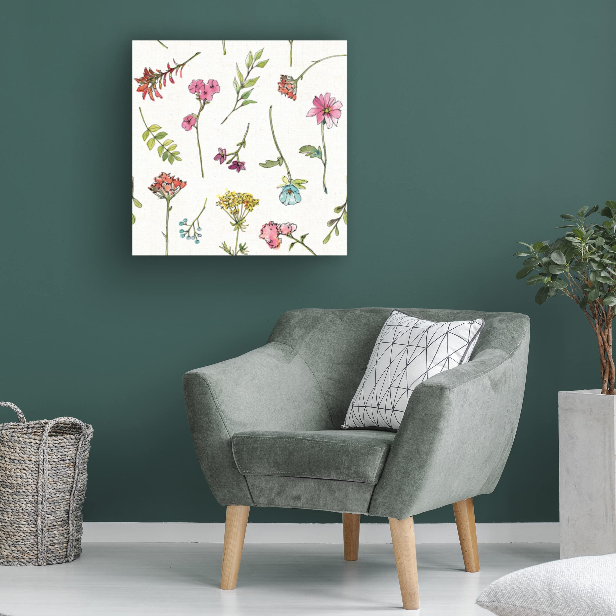 Anne Tavoletti 'Simply Petals Step 01' Floral Canvas Wall Art - Handmade Botanical Painting for Living Room, Bedroom & Office Decor