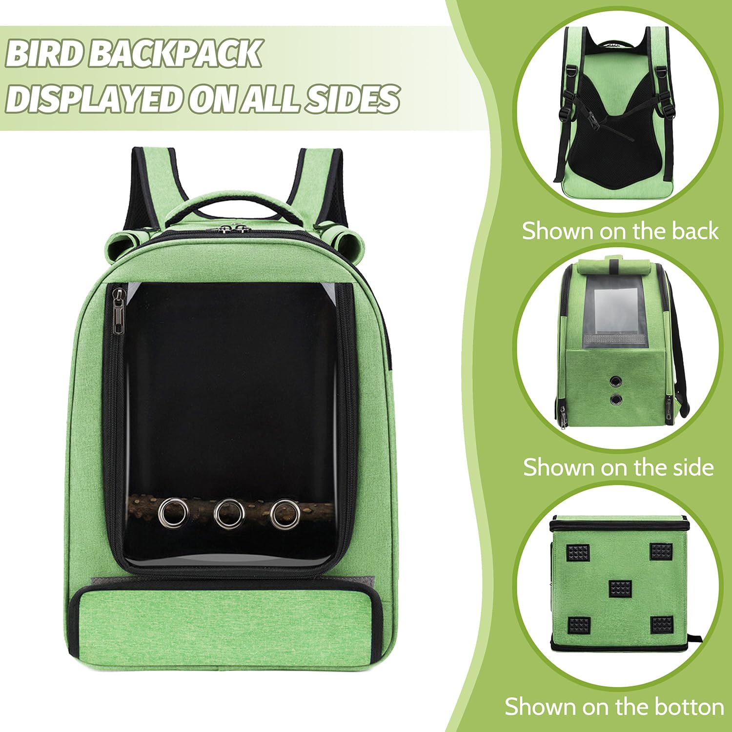 Bird Travel Backpack Carrier with Tray, Perch & Feeding Tank - Portable Cage for Parakeets, Lovebirds & Small Birds - Waterproof Pad Included - Perfect for Vet Visits, Outdoor Adventures & Daily Travel