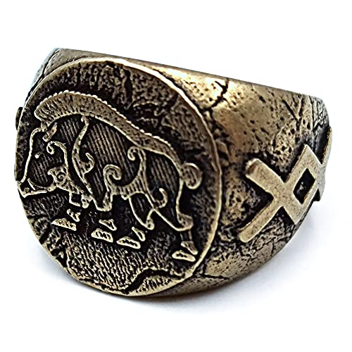 Freyr Viking Ring with Ingwaz Rune - Norse God Jewelry for Asatru Rituals