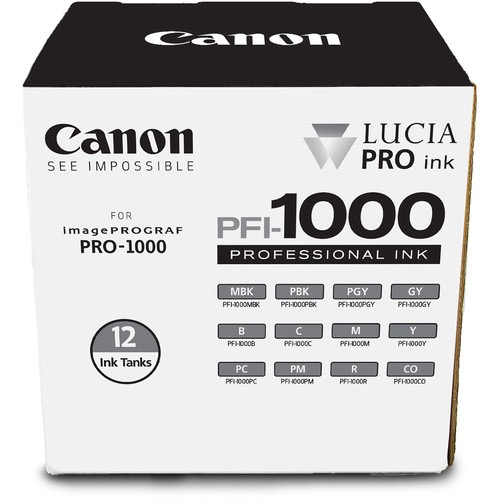 Canon PFI 1000 LUCIA PRO 12 Ink Tank Set - High-Quality Ink Cartridges for Canon Printers | Perfect for Photo Printing, Office Documents & Creative Projects
