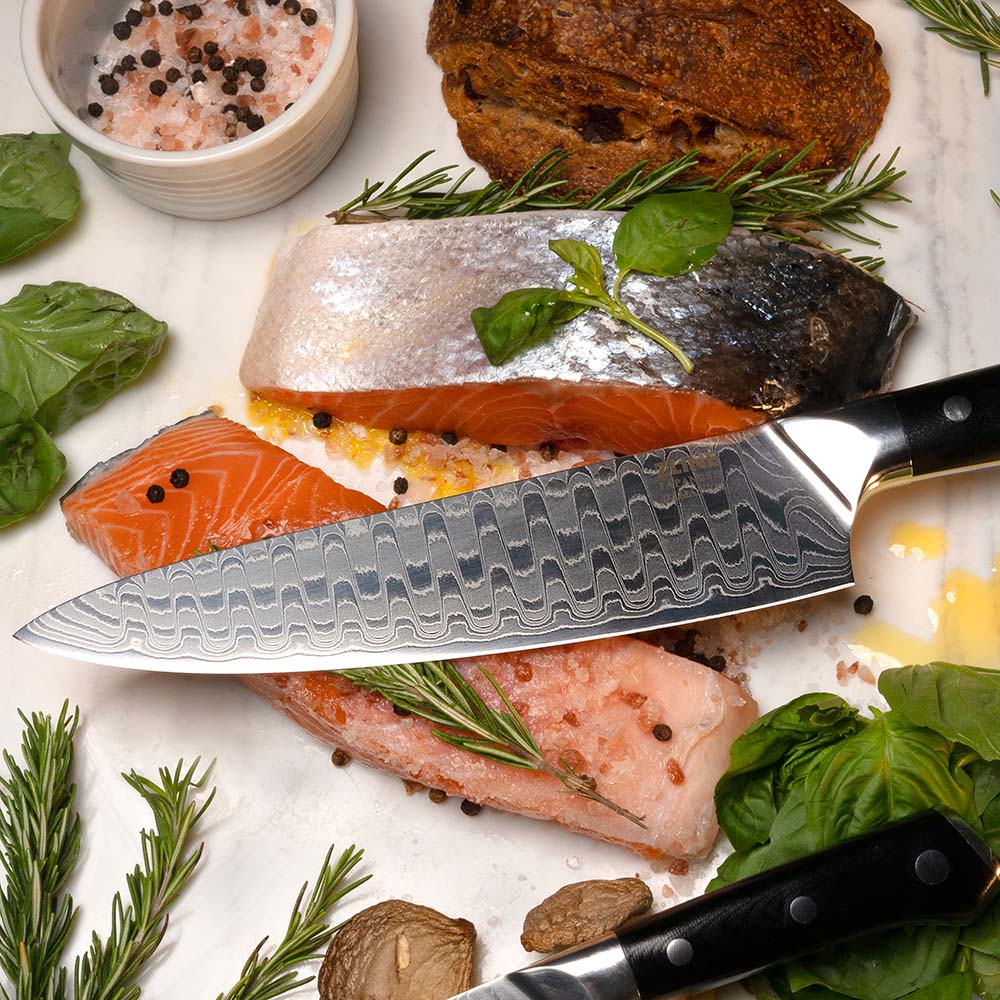 ZLINE 8 Inch Professional Japanese Damascus Steel Chef Knife - KCKT JD - Razor Sharp Kitchen Knife for Slicing, Dicing & Chopping - Perfect for Home Cooks & Professional Chefs