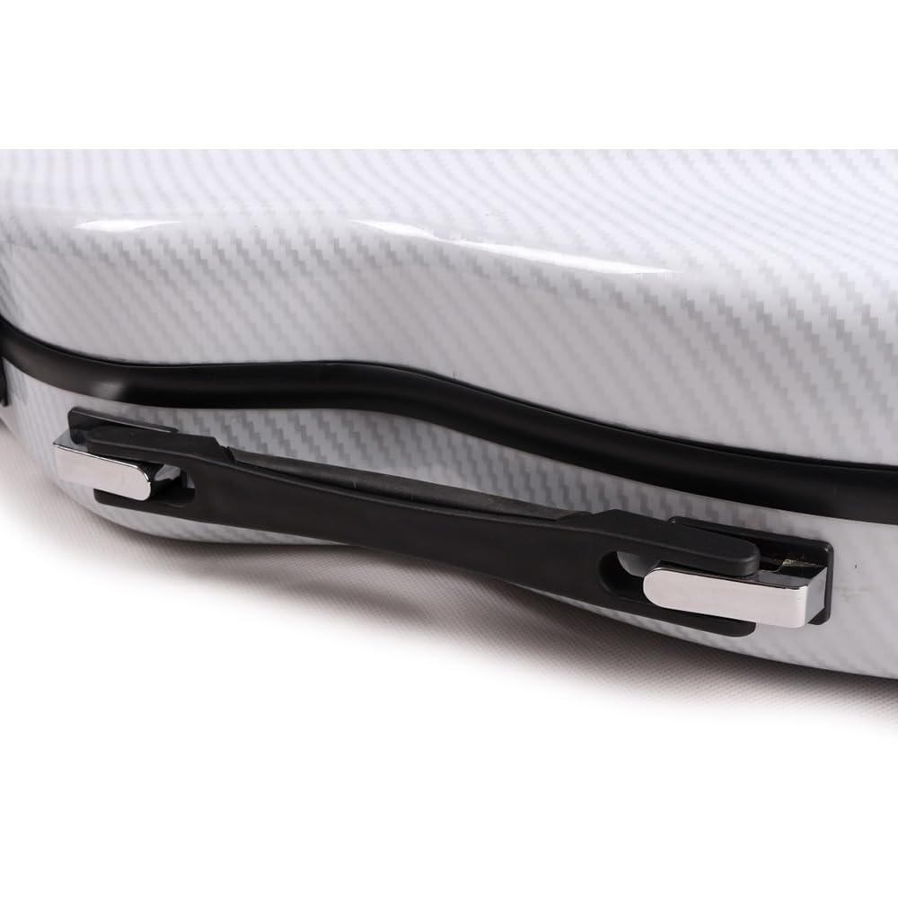 Premium 4/4 Full Size Carbon Fiber Violin Hard Case with Reinforced Handle, Adjustable Back Straps & Plush Interior Padding (White) - Perfect for Professional Musicians, Travel & School Performances