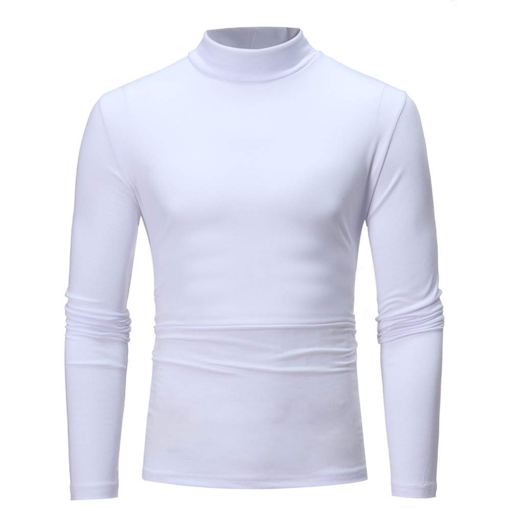 Men's Long Sleeve Turtleneck T-Shirt - Winter Thermal Top Blouse - Plain Casual Shirt for Men (Ideal for Office Wear, Fall Layering & Cold Weather Outfits)