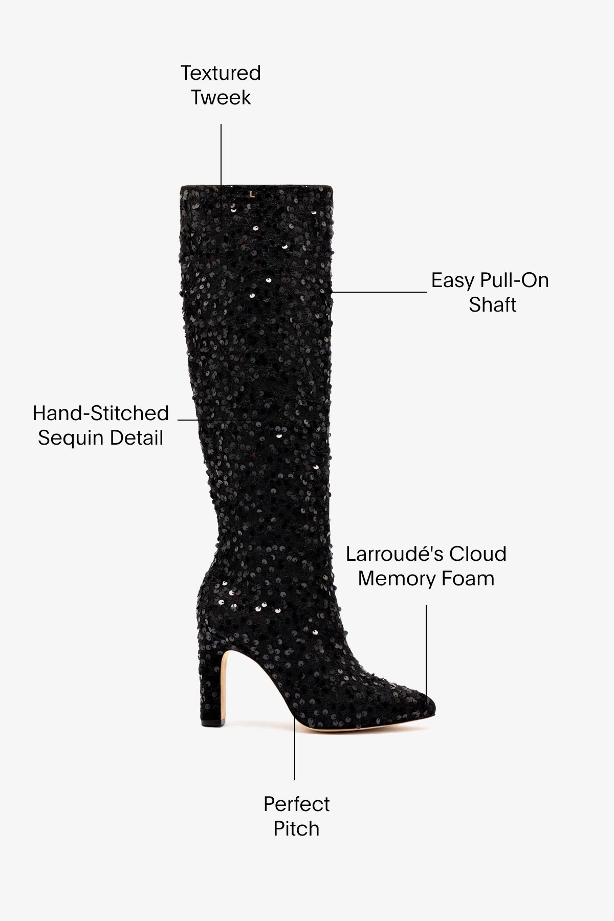 Cindy Black Sequin High Boots for Women - Stylish Party & Evening Wear - Perfect for Night Out, Club, and Special Occasions