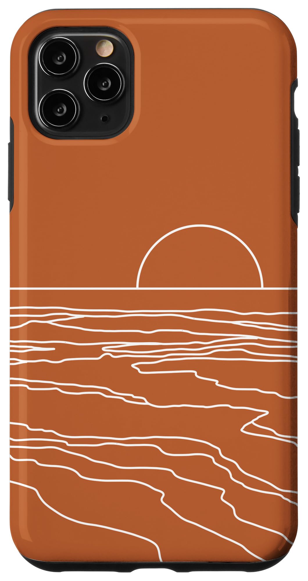 iPhone 11 Pro Max Case - Modern Abstract Beach Sunset Design in Burnt Orange & Terracotta | Shockproof Protective Cover | Perfect for Travel, Outdoor Activities & Daily Use