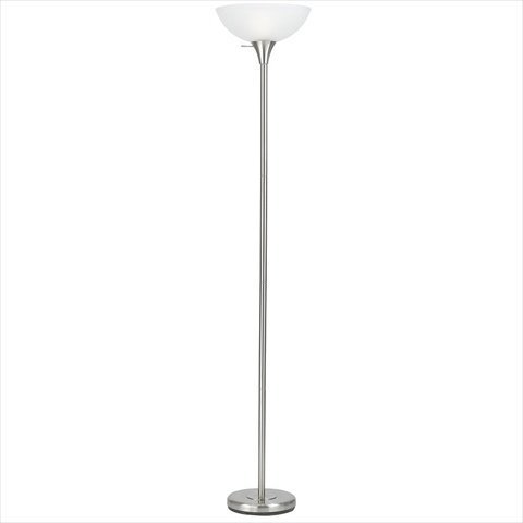 150W 3-Way Dimmable Metal Torchiere Floor Lamp with Glass Shade - Modern Standing Light for Living Room, Bedroom & Office Lighting