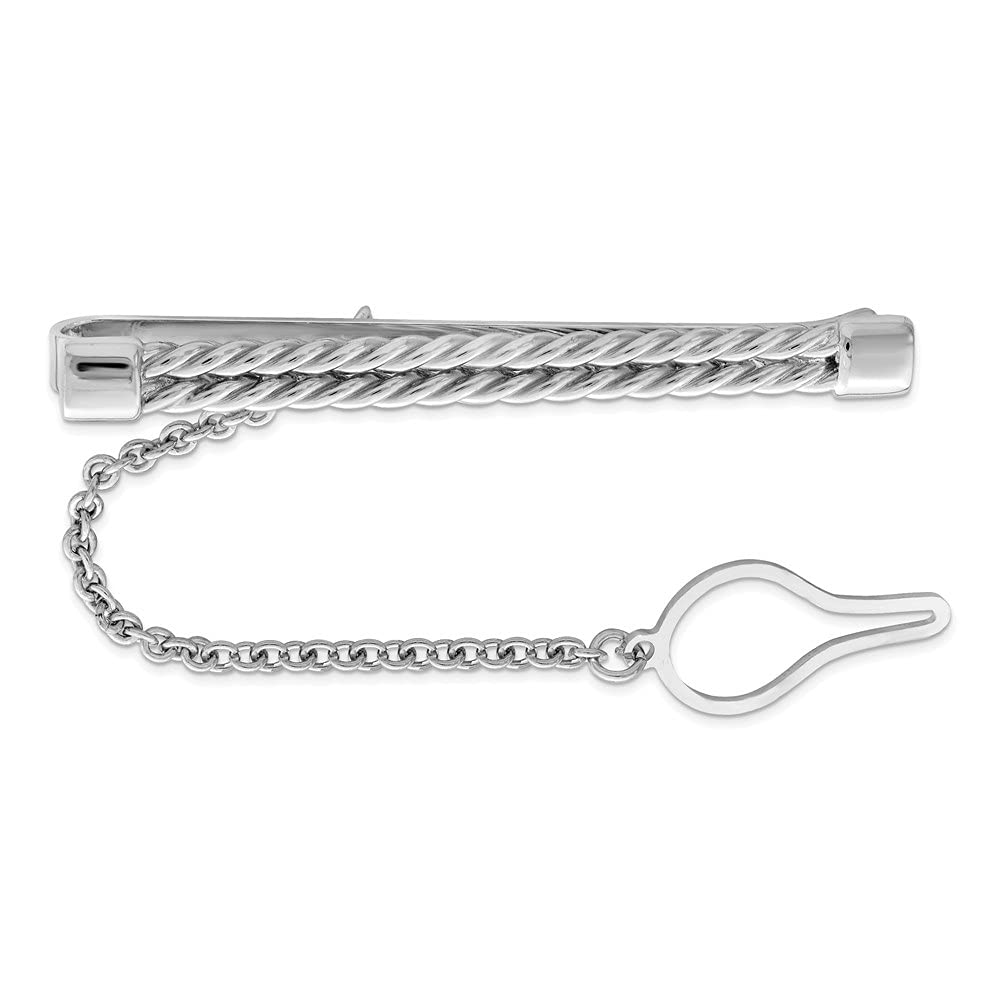 Premium Sterling Silver Rhodium-Plated Tie Bar Clip for Men - Elegant Wedding, Anniversary & Birthday Gift - Perfect for Formal Events, Business Meetings & Special Occasions