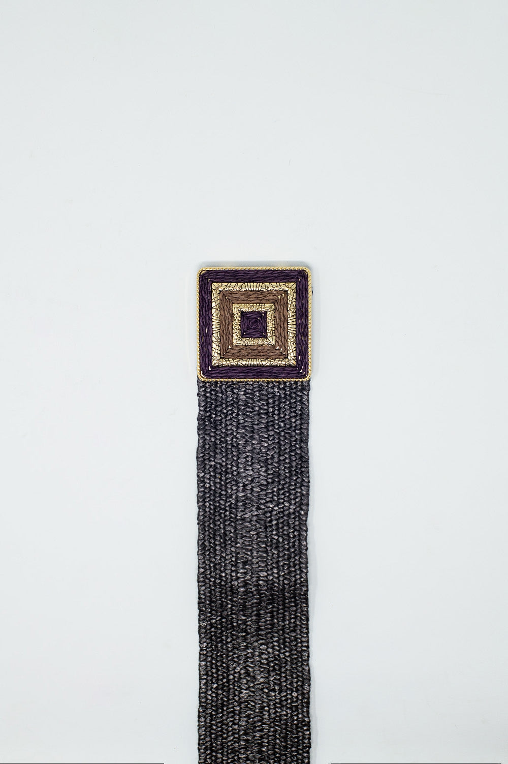 Brown Woven Belt with Square Buckle and Gold Accents - Perfect for Casual Outfits, Office Wear, and Special Occasions