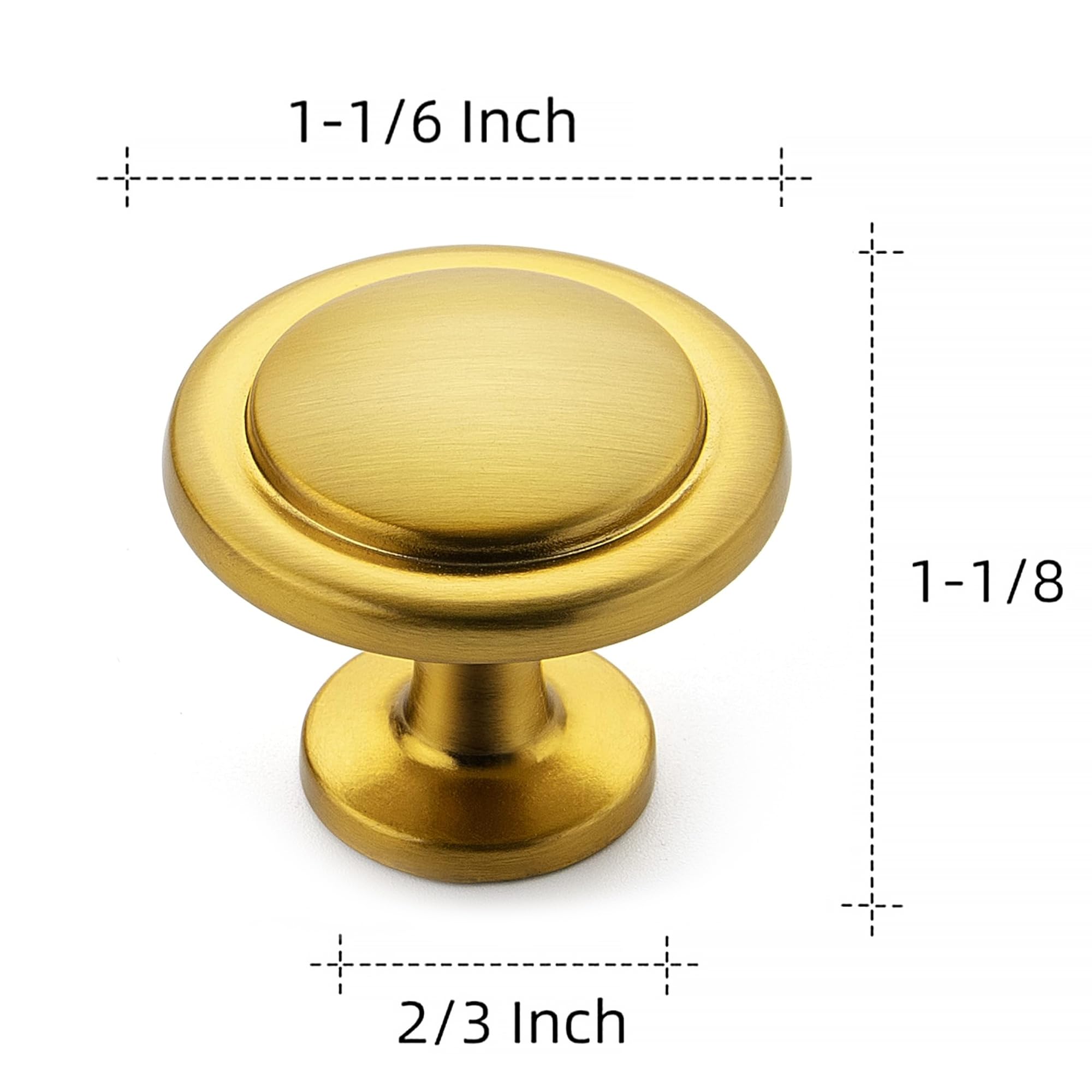 Ravinte 15-Pack 1-1/4 Inch Brushed Brass Cabinet Knobs - Premium Zinc Drawer Pulls & Dresser Handles for Kitchen, Bathroom, Bedroom Furniture (15 Knobs for Cabinets, Drawers & Doors)