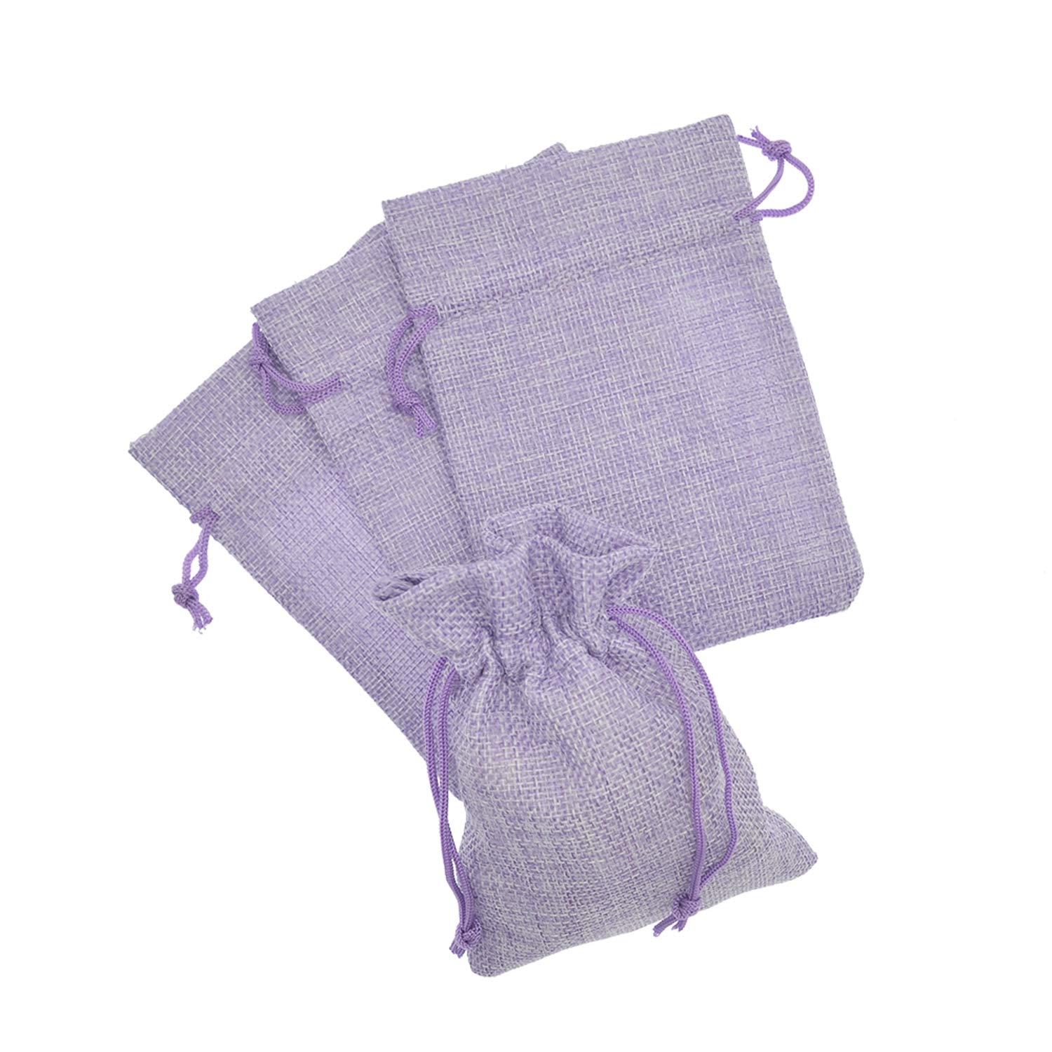 20pcs 5x7 Inch Light Purple Burlap Drawstring Bags - Natural Linen Favor Pouches for Wedding, Party, Christmas Gifts, Jewelry & Candy - Eco-Friendly Small Gift Sacks for DIY Crafts, Home Decor & Event Favors
