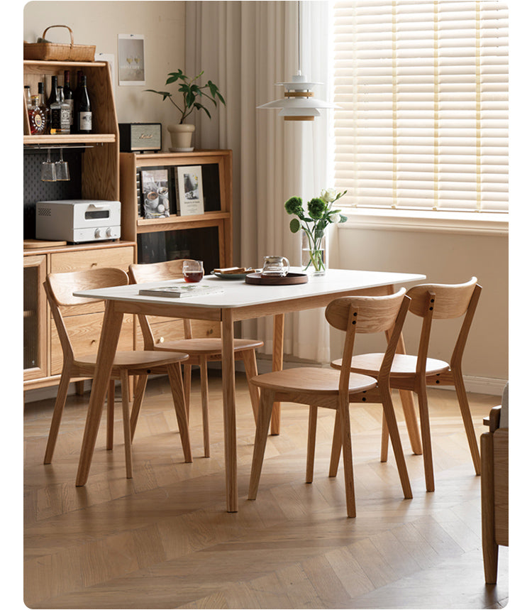Solid Oak Wood Modern Rocking Dining Table - Stylish & Durable for Home, Restaurant, and Outdoor Dining Spaces