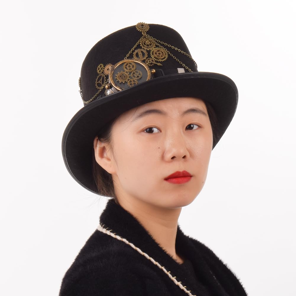 Steampunk Top Hat with Goggles for Women & Men - Victorian Gothic Halloween Costume Accessory - Perfect for Cosplay, Halloween Parties, and Themed Events