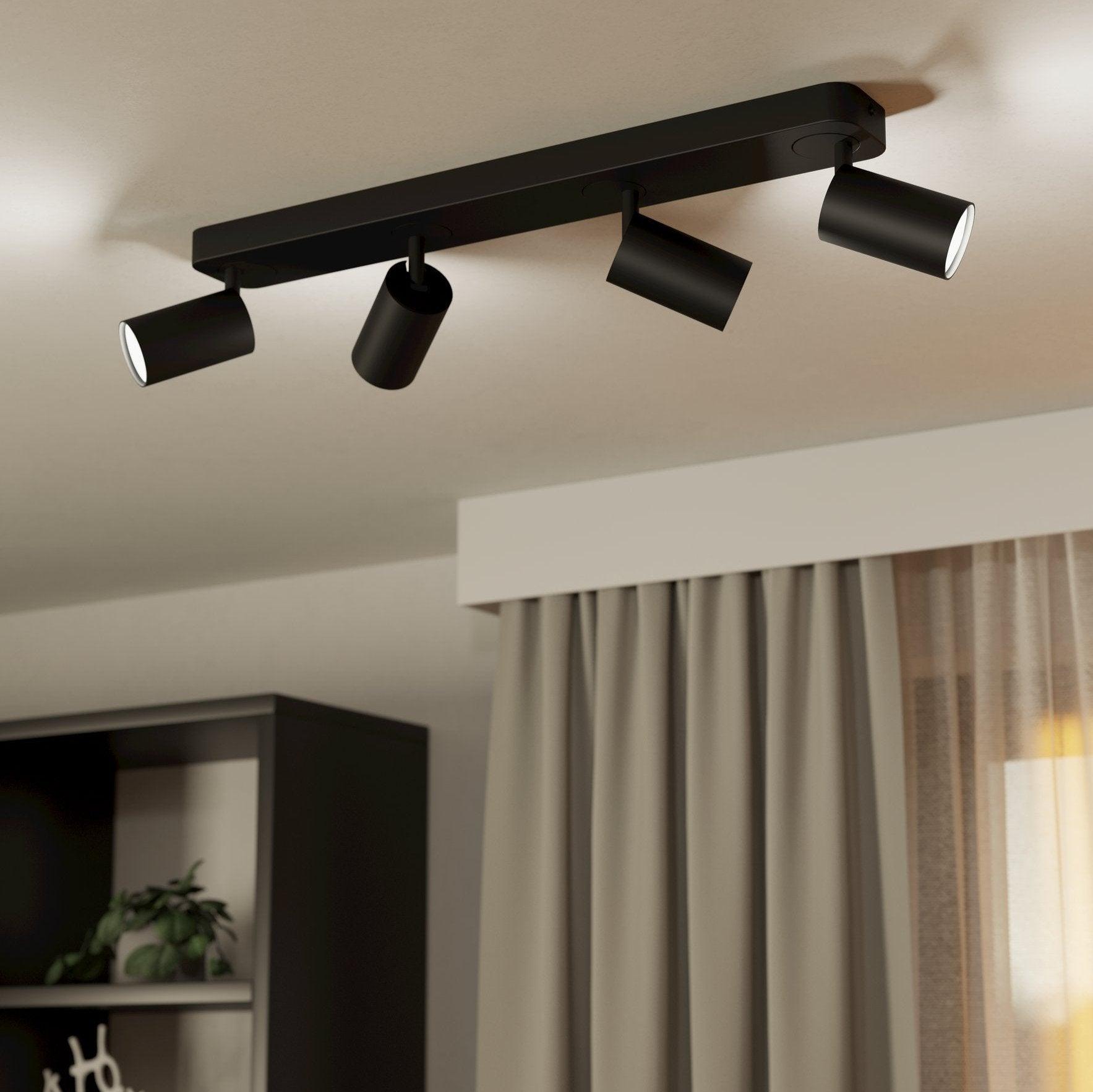 Eglo Connect Telimbela Z Smart 4-Light Bar Spotlight in Black - Modern LED Lighting for Indoor/Outdoor Use, Smart Home Control, Patio & Garden Illumination