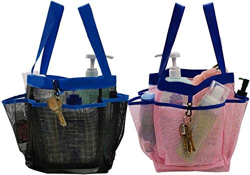 SPINFOX 2 Pack Quick Dry Mesh Shower Caddy - Hanging Toiletry Bag for Bathroom Essentials