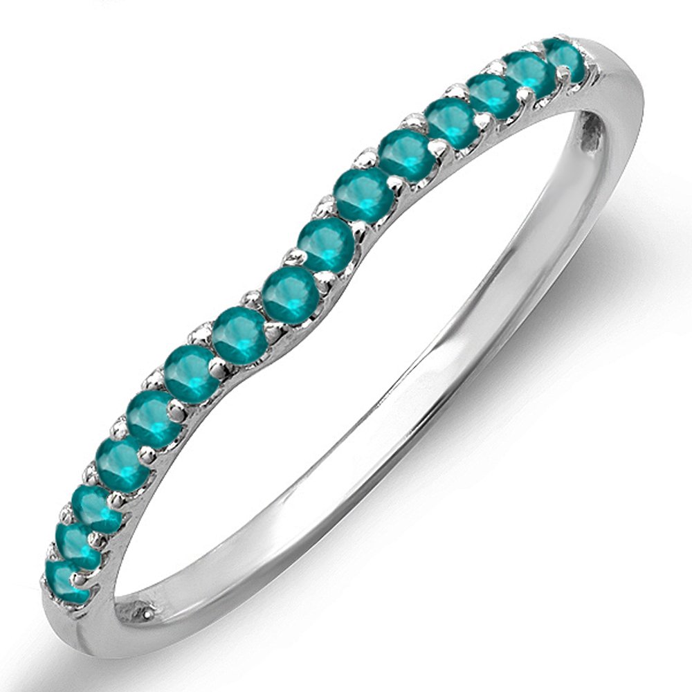 0.25 Cttw 18K White Gold Round Blue Diamond Wedding Ring Set - Dazzlingrock Collection Anniversary Band for Women, Perfect for Engagement, Proposal & Special Occasions