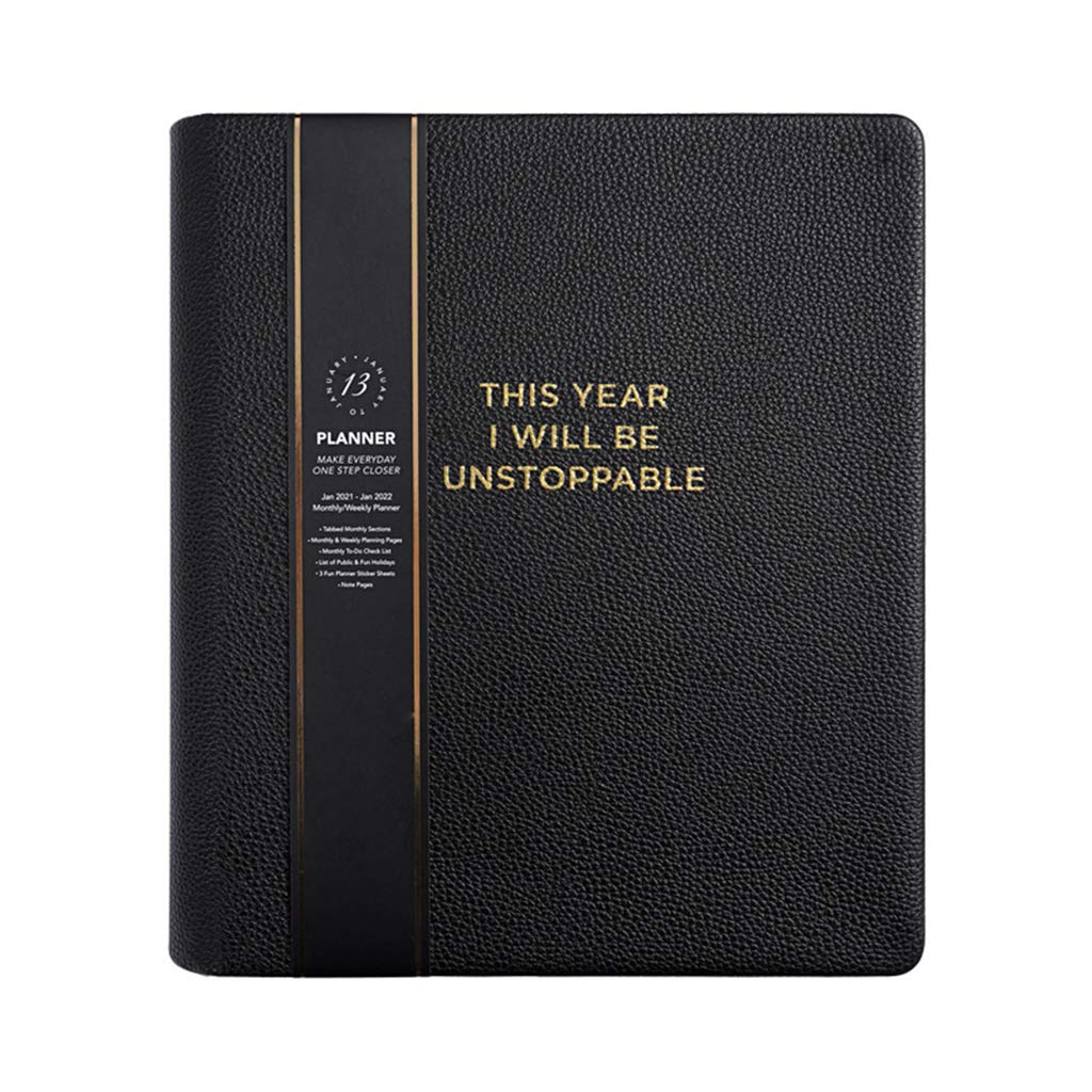 2021 KOUJING B5 Leather Notebook - Thick English Planner & Organizer Journal for Daily Writing, Work, School, and Business Meetings