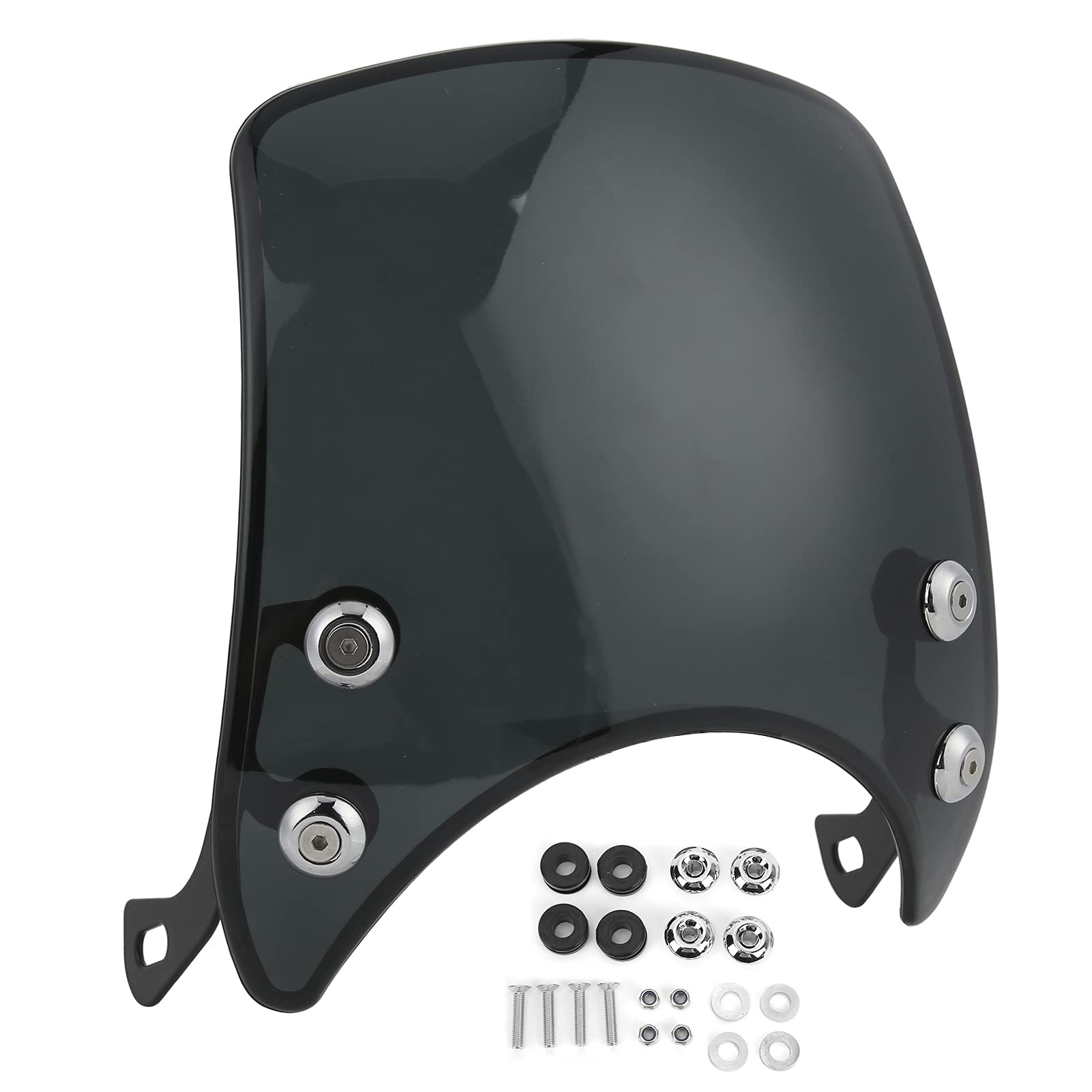 Universal Motorcycle Windshield for 5-7in Headlight - Wind Deflector for Cruiser & Retro Bikes