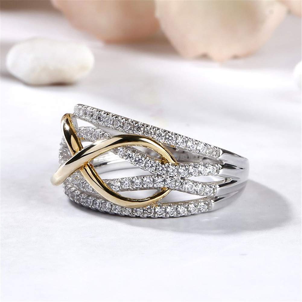 1 Carat Sterling Silver Infinity Cubic Zirconia Wedding Band for Women - Two Tone Solitaire Engagement Ring, Promise & Anniversary Gift with Jewelry Box | Perfect for Proposals, Weddings, Anniversaries & Special Occasions