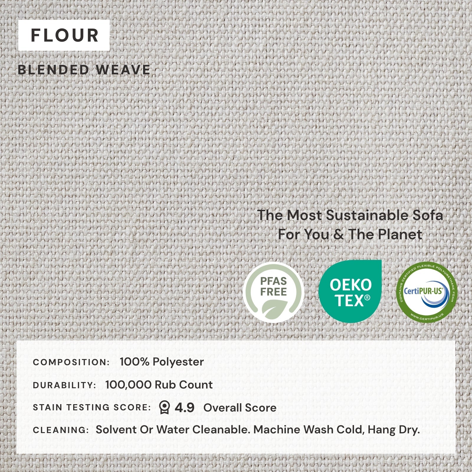 Modular Performance 2-Seater Sectional Sofa in Flour Color | Relaxed Blend Fabric | Perfect for Small Living Rooms & Apartments