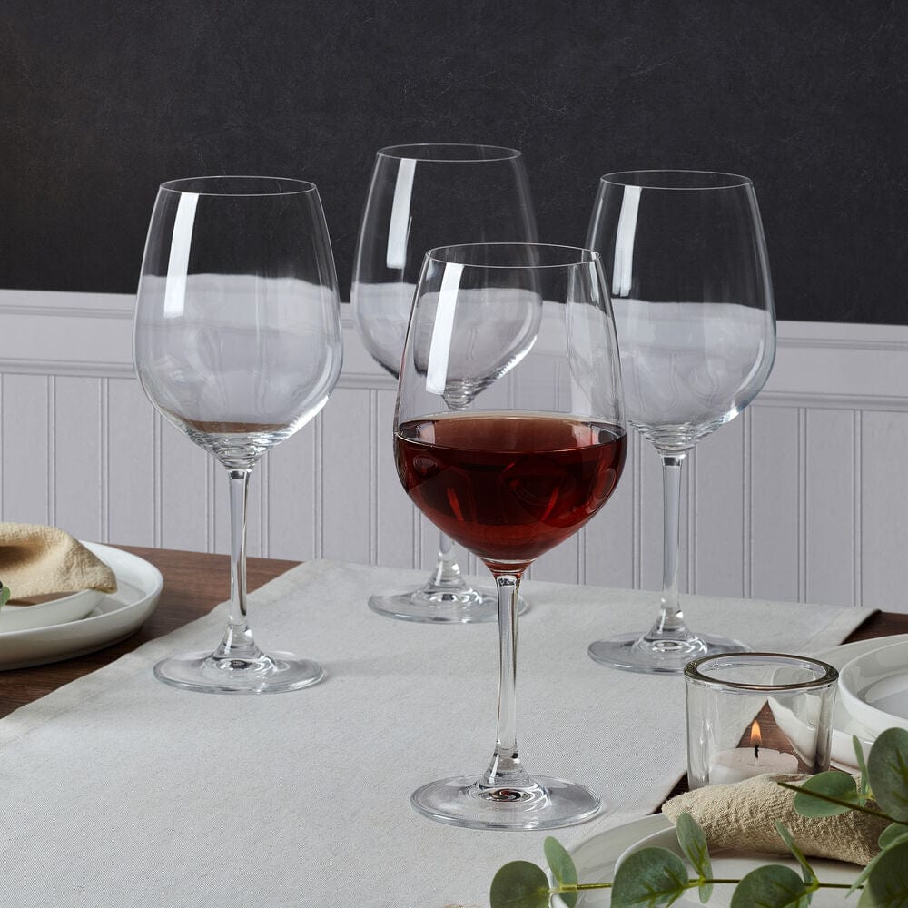 Premium Lana Set of 4 Crystal Red Wine Glasses - Elegant Bordeaux Glassware for Fine Dining, Wine Tasting & Home Entertaining
