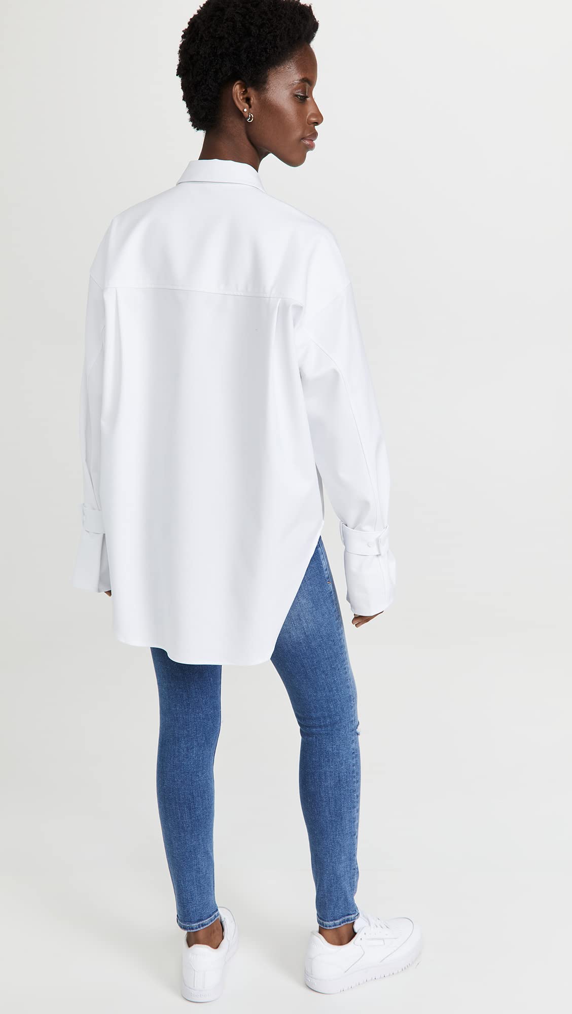 Good American Women's Tabbed Poplin Shirt - Classic Button Down Blouse for Work & Casual Wear | Office Outfits, Date Nights & Weekend Style