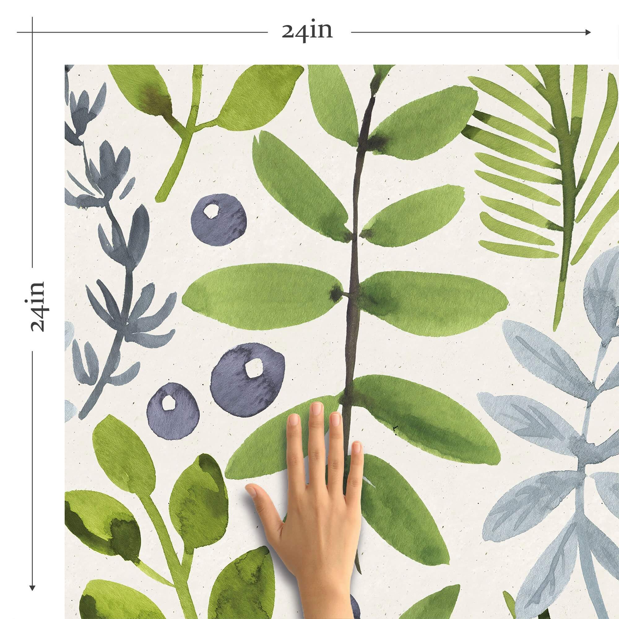 Green and Purple Botanical Floral Peel and Stick Removable Wallpaper 9786 - Self-Adhesive Wall Decor for Bedroom, Living Room, Nursery & Office