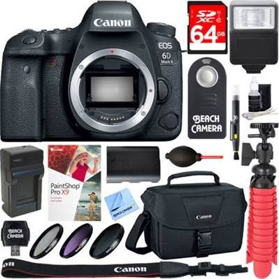 Canon EOS 6D Mark II Full Frame DSLR Camera Body Only with 64GB SD Card & Accessories Kit - Perfect for Professional Photography, Travel & Vlogging