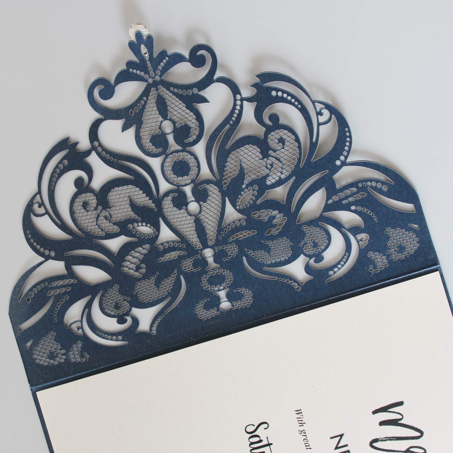 Elegant Navy Blue Wedding Invitations with RSVP Cards & Envelopes - Set of 50 for Formal Weddings, Bridal Showers & Anniversary Celebrations
