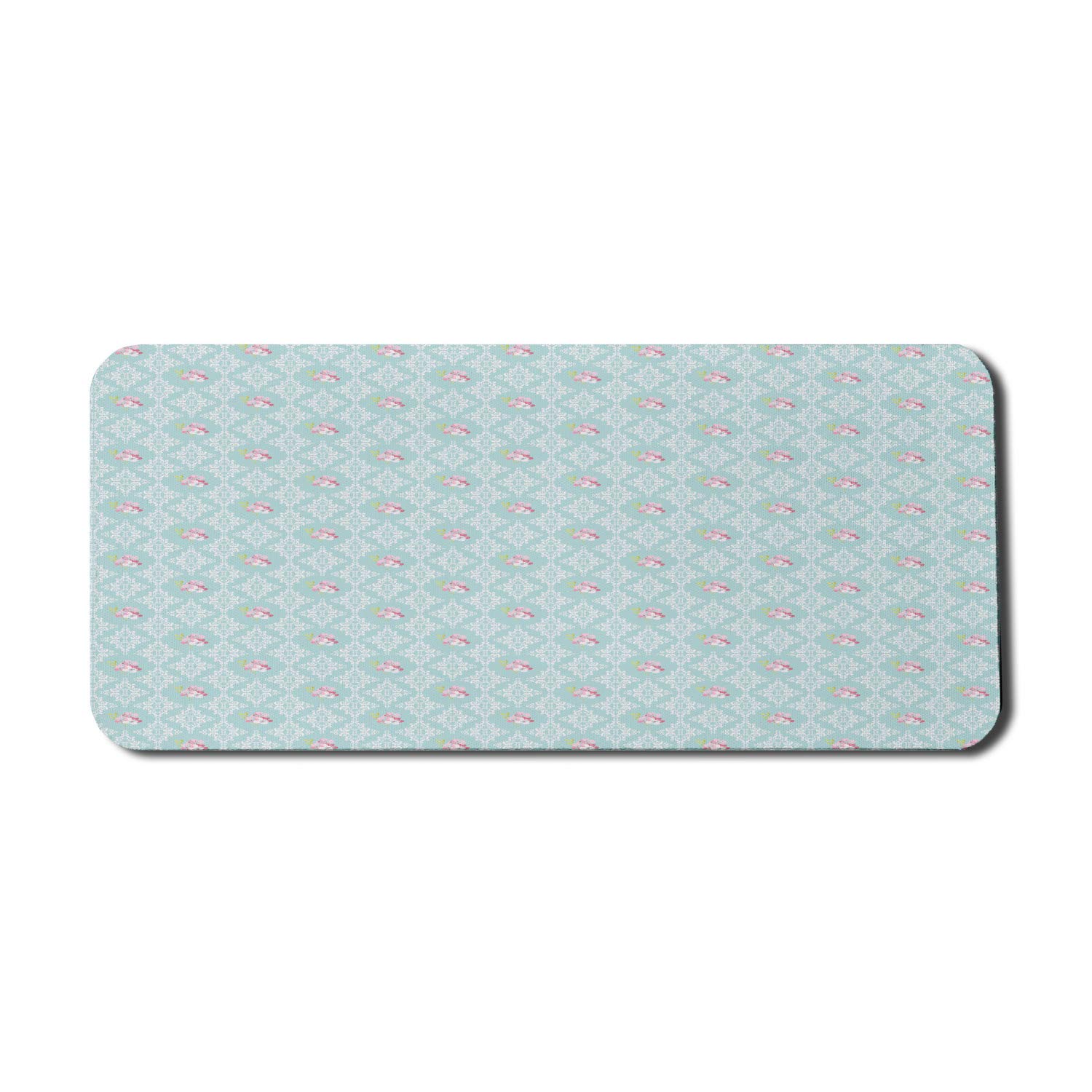Ambesonne Damask Floral Computer Mouse Pad - Pastel Flowers Intricate Ornamental Design, Non-Slip Rubber Base, Extra Large 35