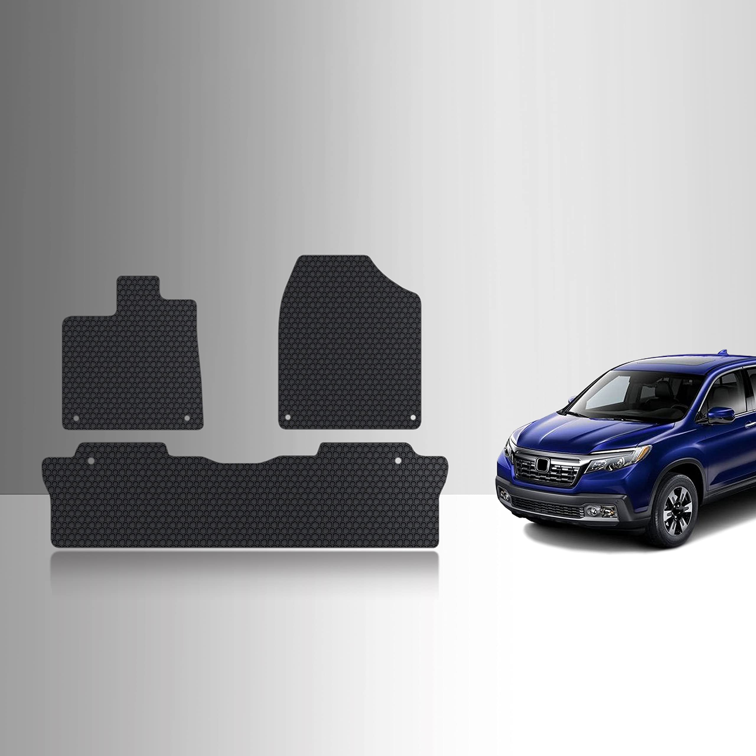 ToughPro Heavy Duty All Weather Floor Mats for Honda Ridgeline 2017-2024 | Front & Rear Row Set | Durable Black Rubber Car Accessories | Made in USA | Perfect for Off-Road, Snow & Mud Protection