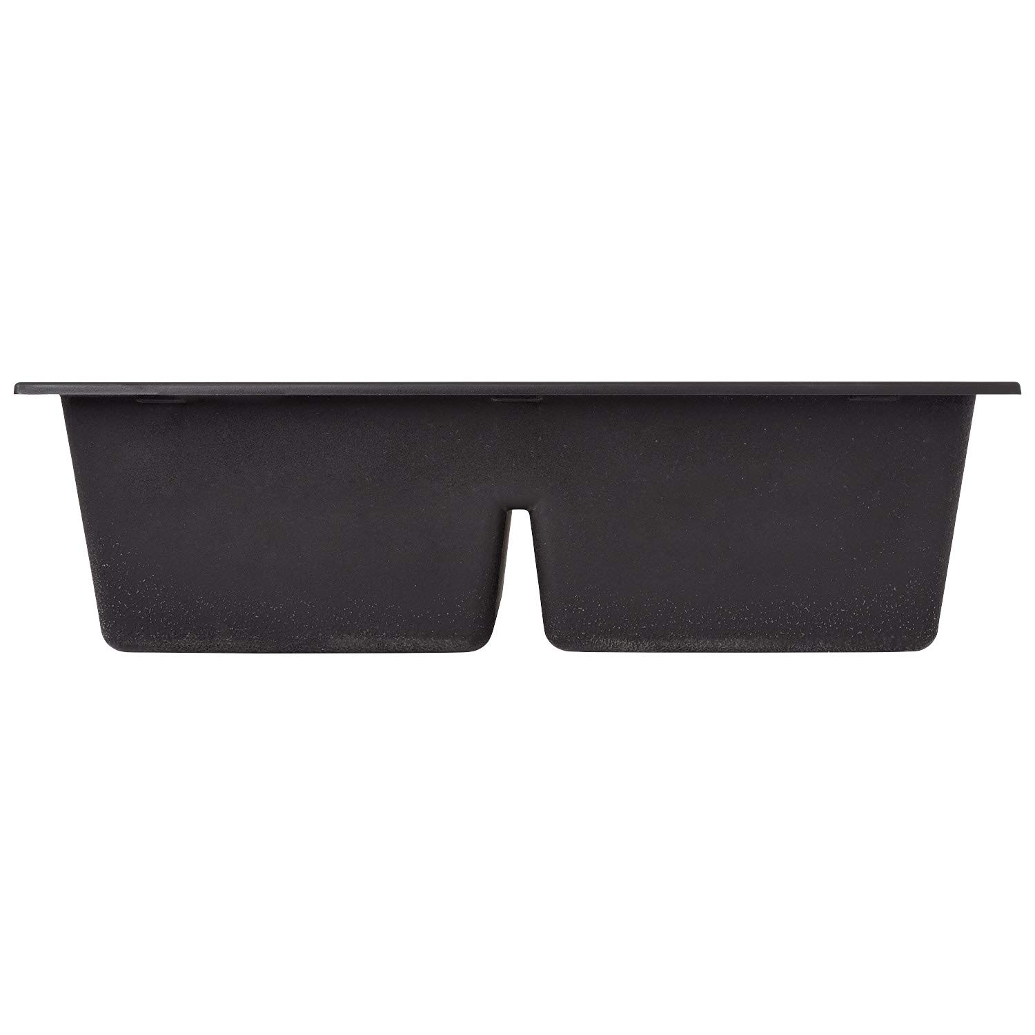 Signature Hardware 441670 Algren 33-Inch Drop-In Double Basin Granite Composite Kitchen Sink - Black, Perfect for Modern Farmhouse & Contemporary Kitchen Remodels