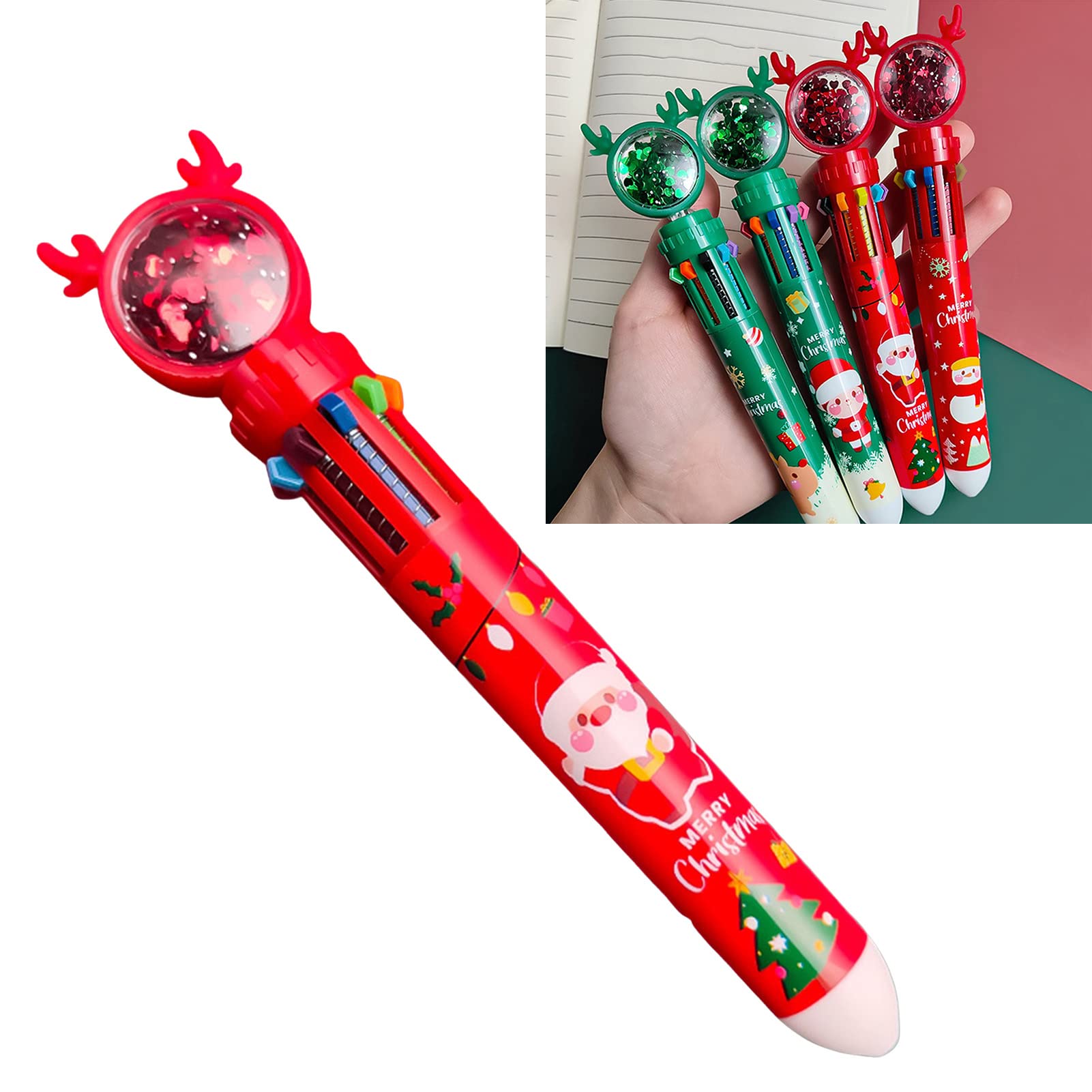 10-Color Retractable Ballpoint Pen Set - Multicolored Push-Type Writing Pen for Teens, Students & Kids - Perfect for Note Taking, Journaling & Christmas Gifts (1-Pack, Assorted Colors)