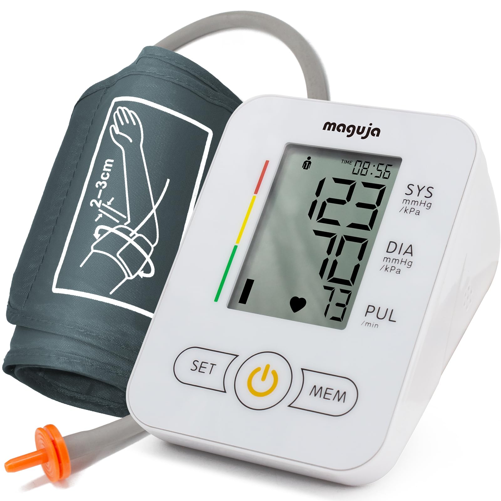 Maguja Automatic Digital Upper Arm Blood Pressure Monitor with Wide Range Cuff & Voice Broadcast - Accurate Home Blood Pressure Machine for Adults (White) - Ideal for Daily Health Monitoring & Hypertension Management