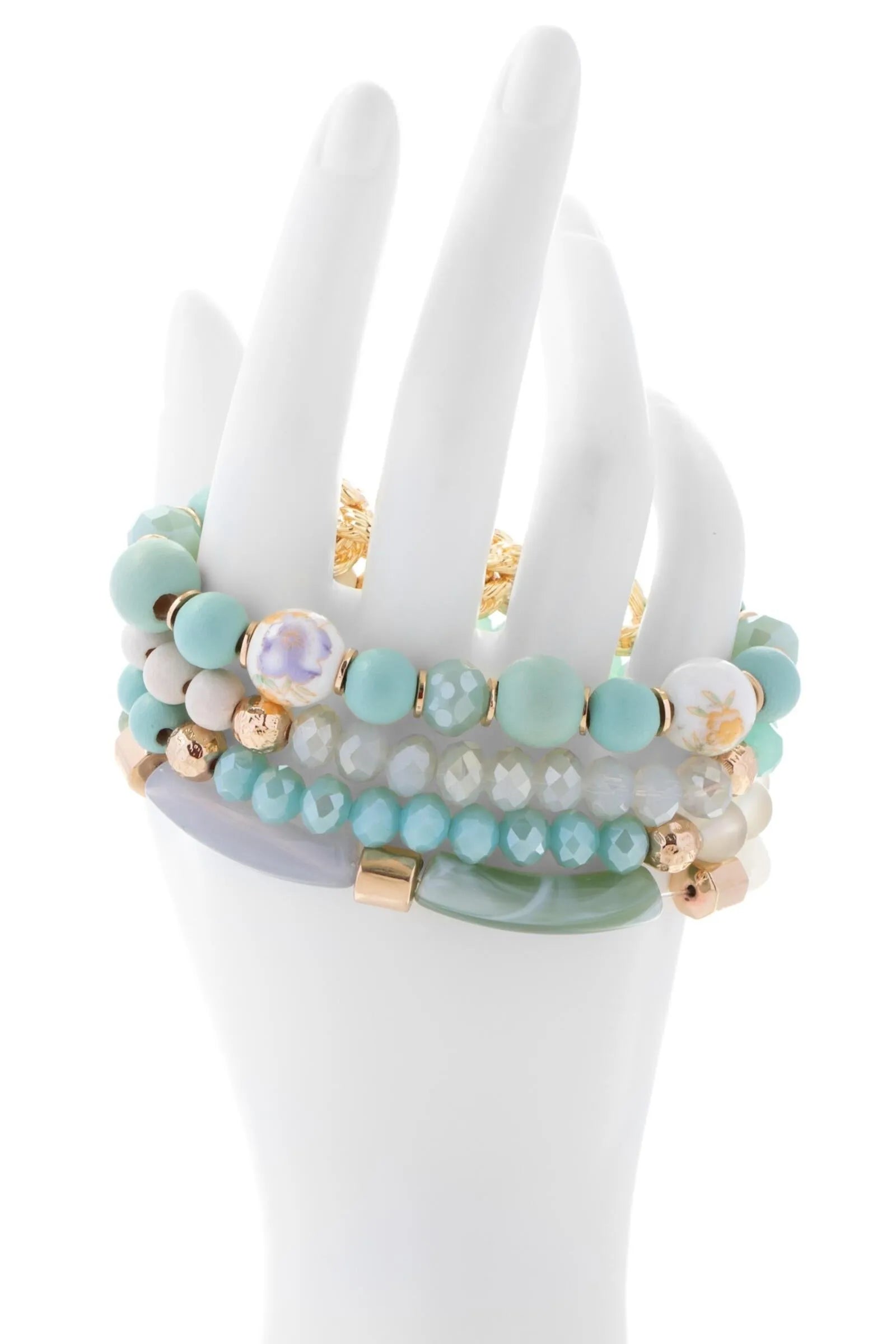 Beaded Wood Chain Link Bracelet Set for Women - Natural Wooden Bead Bracelets with Adjustable Chain - Boho Chic Jewelry for Casual Wear, Parties & Gifts