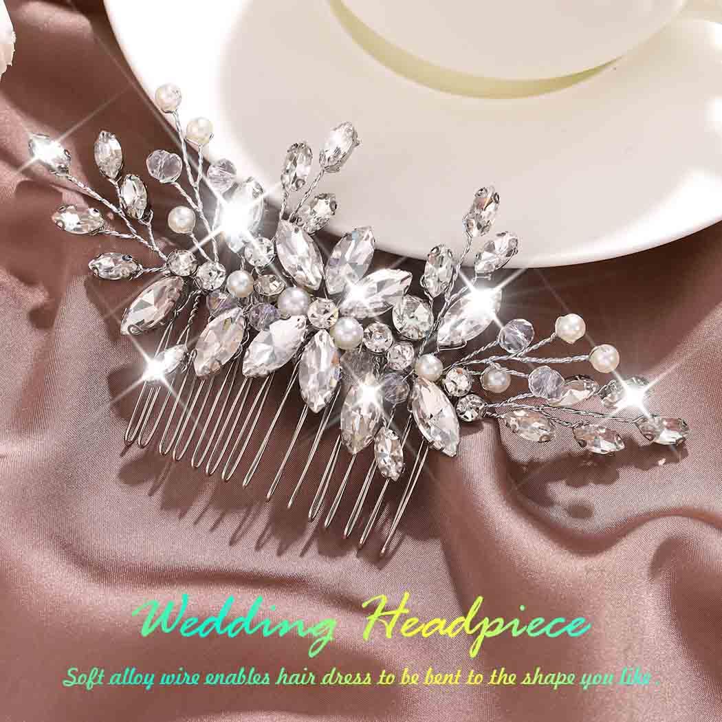 Sparkling Rhinestone Wedding Hair Comb - Silver Crystal Bridal Hair Accessories for Brides & Bridesmaids - Elegant Hair Clips for Women - Perfect for Weddings, Prom & Special Occasions