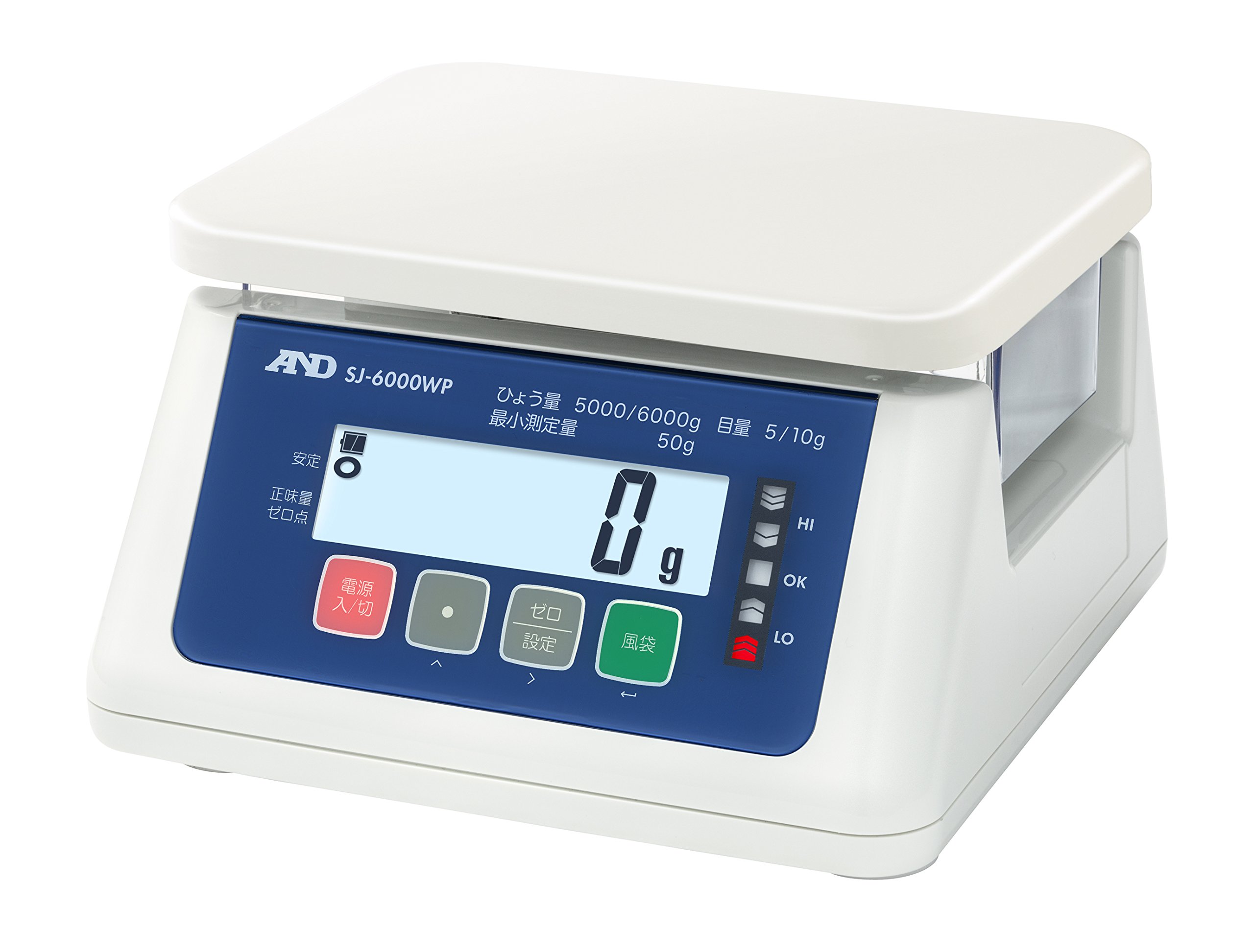 A&D Weighing SJ-6000WP 6kg Precision Washdown Bench Scale - 0.0002kg Accuracy, Legal for Trade - Ideal for Commercial Kitchens, Labs & Industrial Use