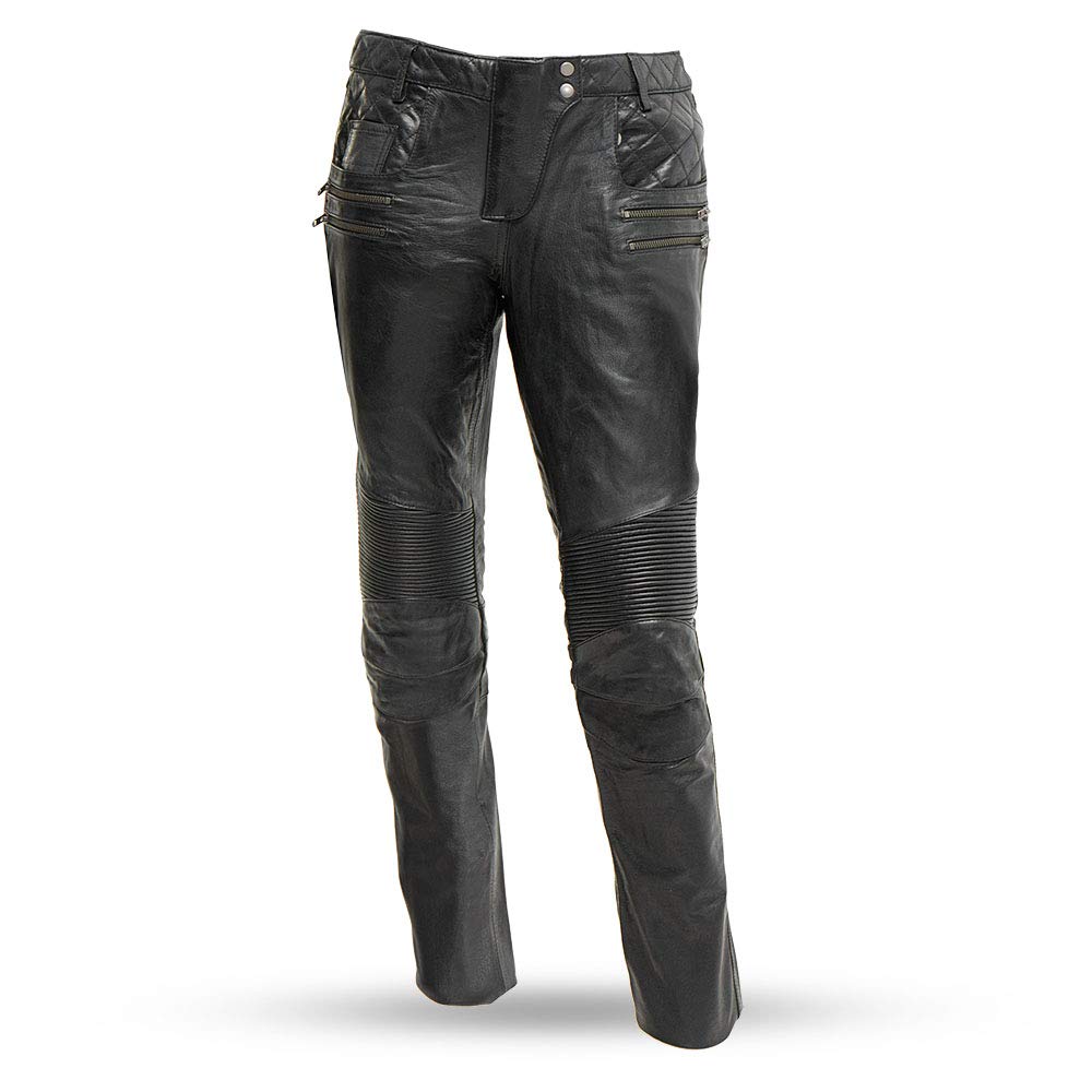 First Mfg Co Vixen - Women's Motorcycle Leather Pants for Riding & Biker Fashion - Durable & Stylish Motorcycle Gear for Harley Davidson & Cruiser Bikes