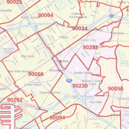 Los Angeles California Zip Code Map - 36