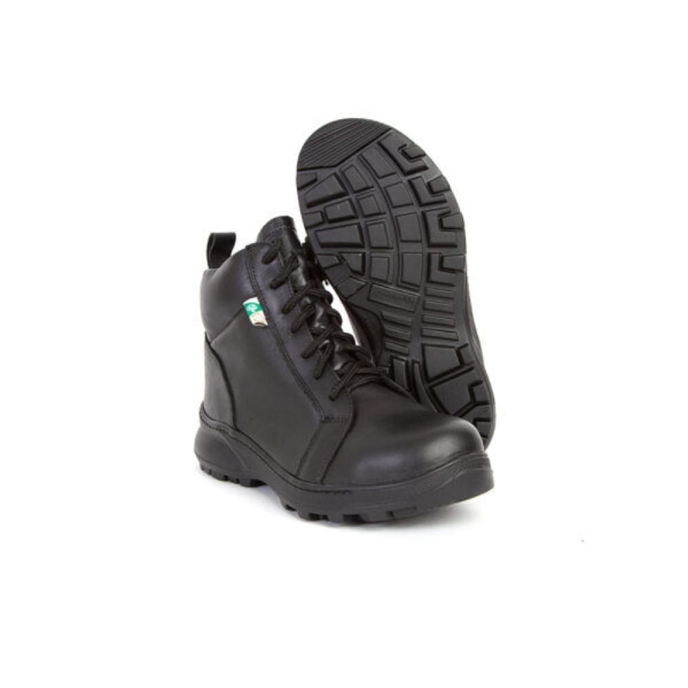 Feather Tokyo Women's Steel Toe Safety Boots with Side Zipper - Black (Model 140572) | Slip-Resistant Work Shoes for Construction, Warehouse & Outdoor Jobs